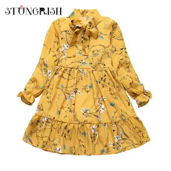 

dresses for girls floral chiffon design dress bohemian style children long sleeve ruffle clothing party kids wear for 4-14Y