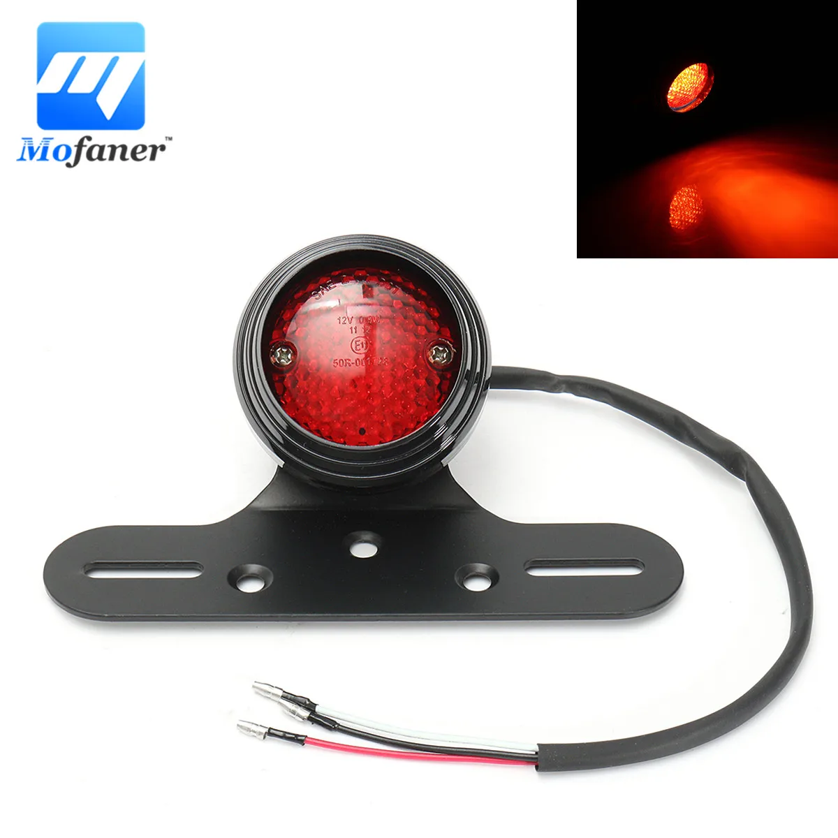 

Mofaner 12V Universal Motorcycle Rear Tail Light LED Tail Brake Stop Light Lamp Plate Mount For Harley Cafe Racer