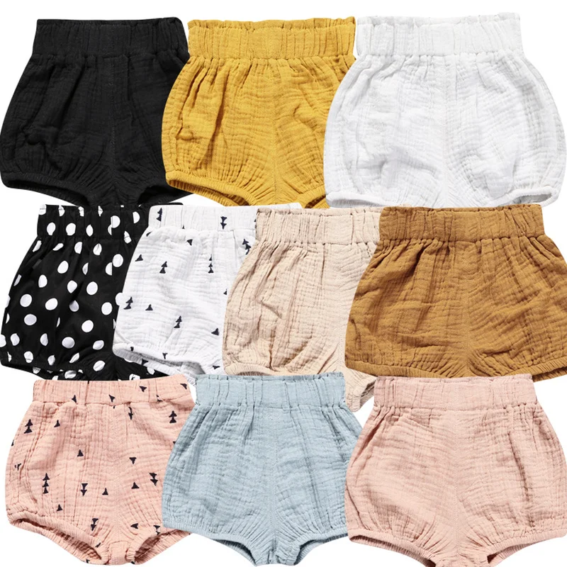 0-5Y Kawaii Newborn Baby Bloomers Shorts PP Pants Cotton Linen Triangle Solid Dot Girls Shorts Summer Trouser Toddler