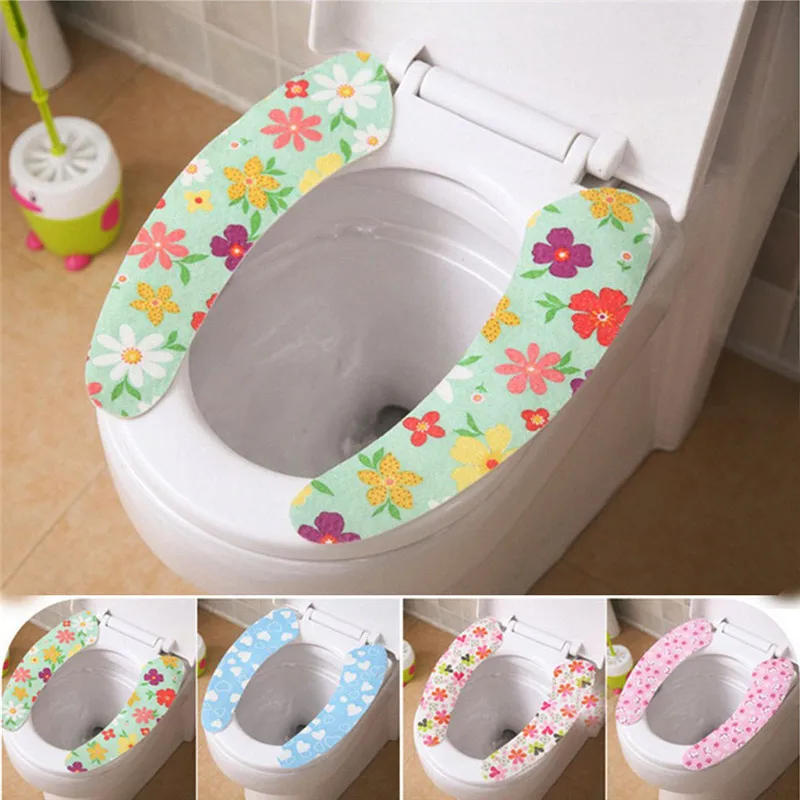 

1Pair Soft Comfortable Artificial Fiber Washable Bathroom Toilet Seat Cover Mat Lid Closestool nonwoven