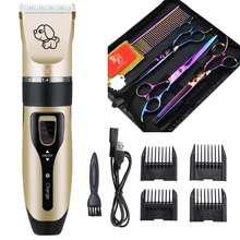 Электрическая машинка для стрижки домашних животных перезаряжаемая с низким уровнем шума USB Парикмахерские Ножницы Набор Собака бритье кошка собака триммер резак для ухода