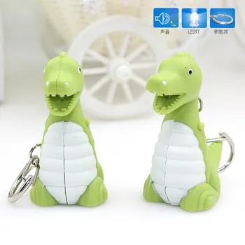 

Cartoon dinosaur LED Keychain with Flashlight & Sound Cute Animal shape Key Pendant Trinket Keyring Promotional gifts Wholesale