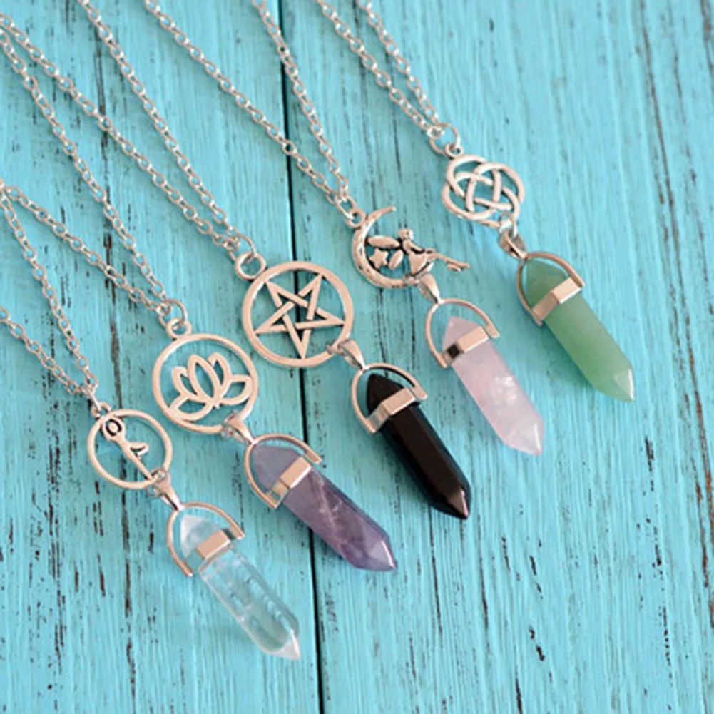 Collier pendule pierres naturelles