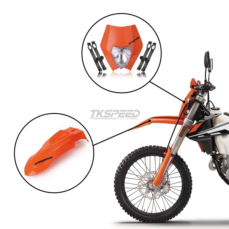 Free shipping Motorcycle Dirt Bike Motocross Supermoto Universal Headlight Fairing+Front Fenders For Honda Yamaha Suzuki KTM