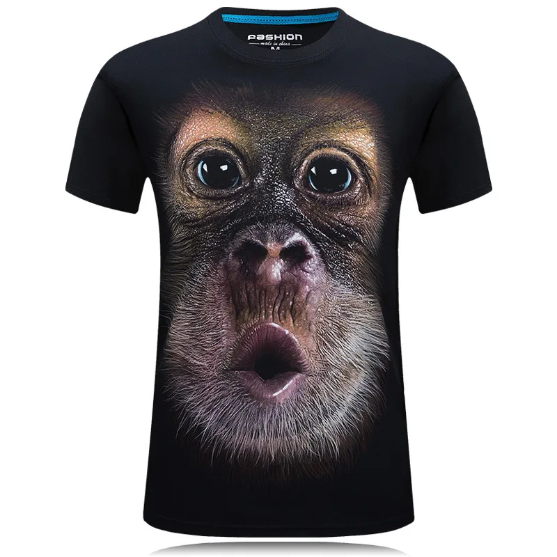 Хлопковая модная футболка с 3D принтом шимпанзе, мужская летняя футболка с короткими рукавами, футболка с круглым вырезом и коротким рукавом для мужчин