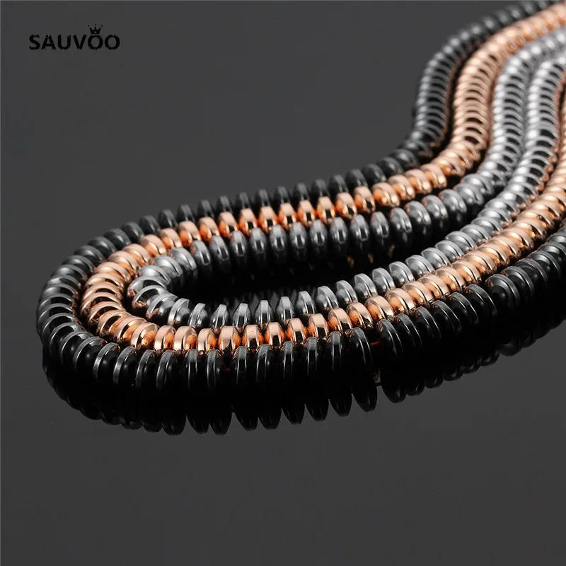 

Sauvoo Approx 130pcs/lot Hematite Beads 3*6mm Oval Loose Spacer Charm Bead Black Rhodium Rose Gold Color for Beaded Jewelry DIY