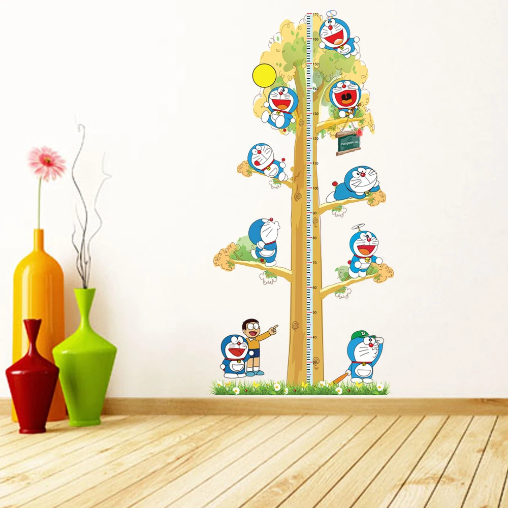 2 Pieces Doraemon Creatif Bricolage Enfants Toise Stickers Muraux Decor A La Maison Moderne Bebe Pepiniere Chambre Papier Peint Autocollant Adesivo De Parede Aliexpress