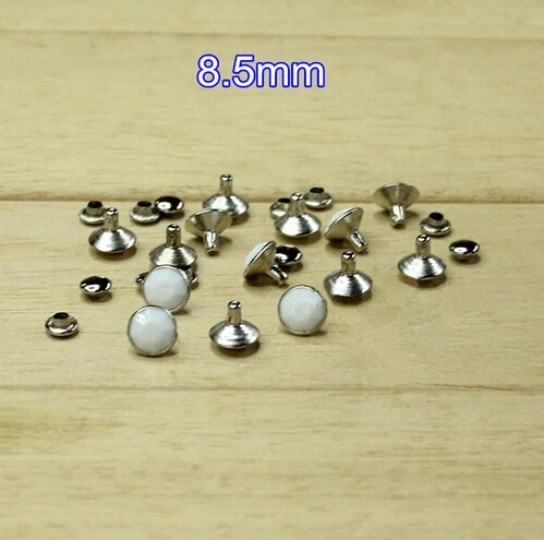 

100 Sets White Acrylic Bead RIVETS Silver Frame Studs Decorations Findings 8.5 mm - Free Shipping