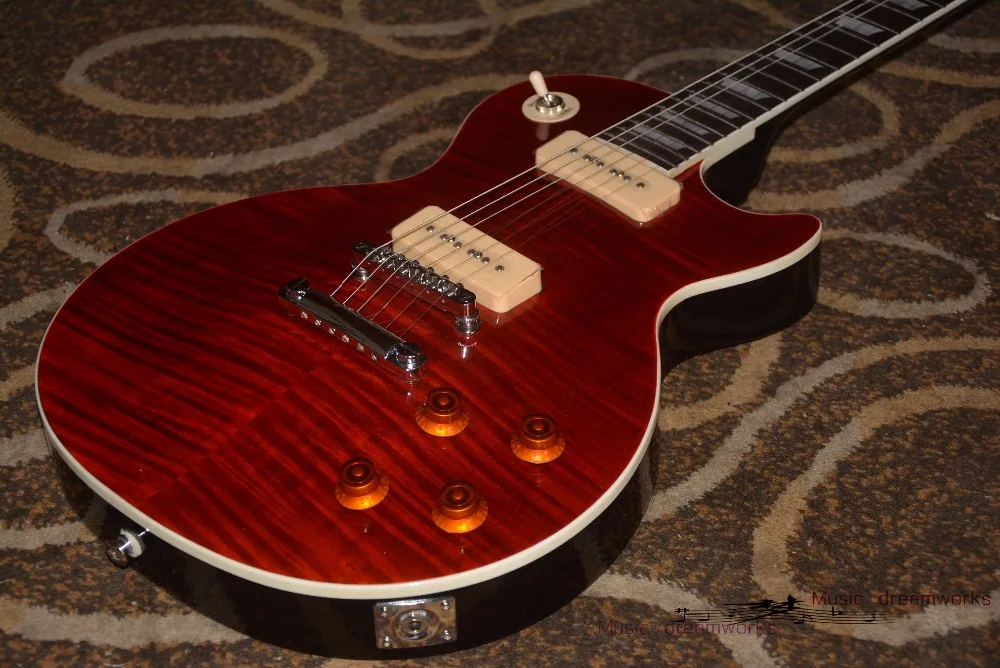 

China OEM Firehawk shop.G electric guitar P 90 style pickup flame maple wood free shipping There have video