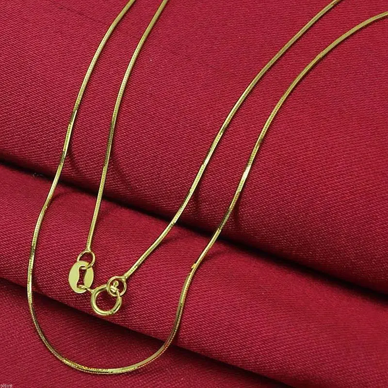 

Fine Au750 Pure 18K Yellow Gold Necklace Women Snake Link Chain 18inch