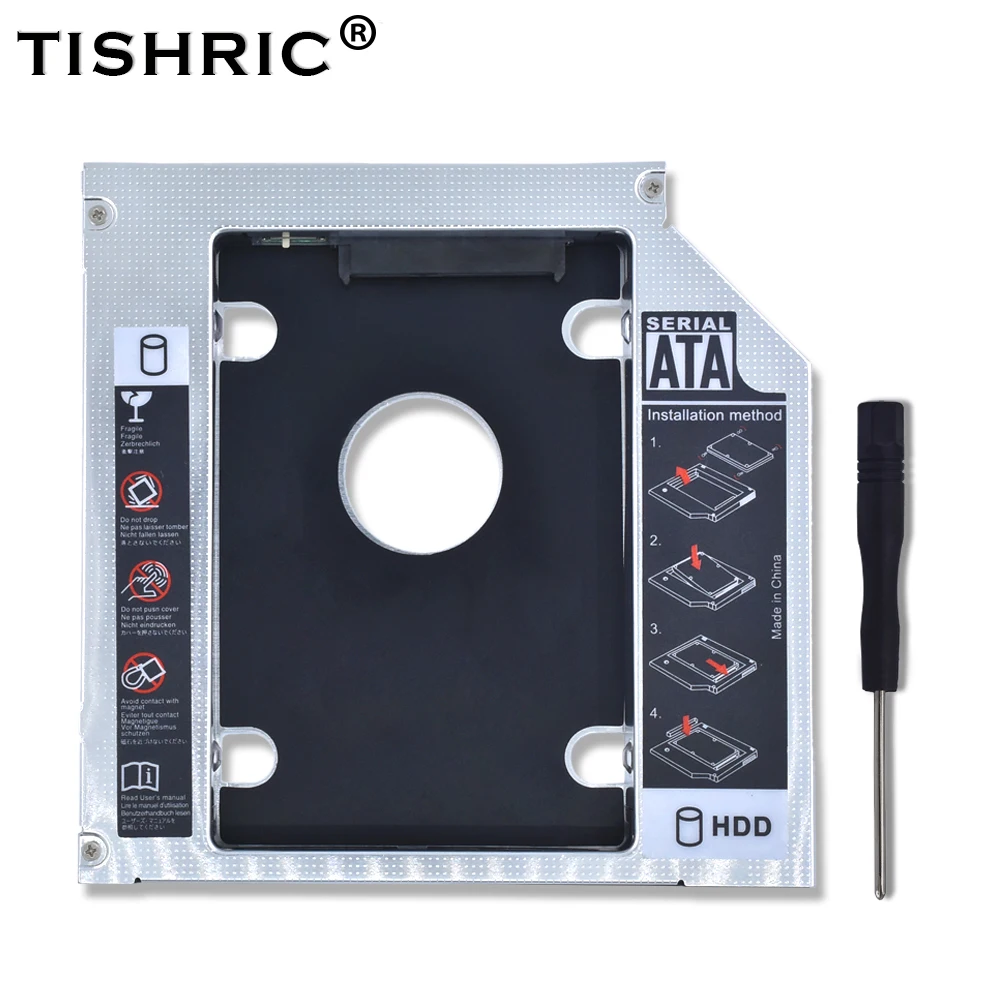 TISHRIC Алюминий 2nd HDD Caddy 12,7 мм SATA 3,0 Optibay коробка для жесткого диска корпус DVD адаптер 2,5 SSD 2 ТБ для ноутбука CD-ROM