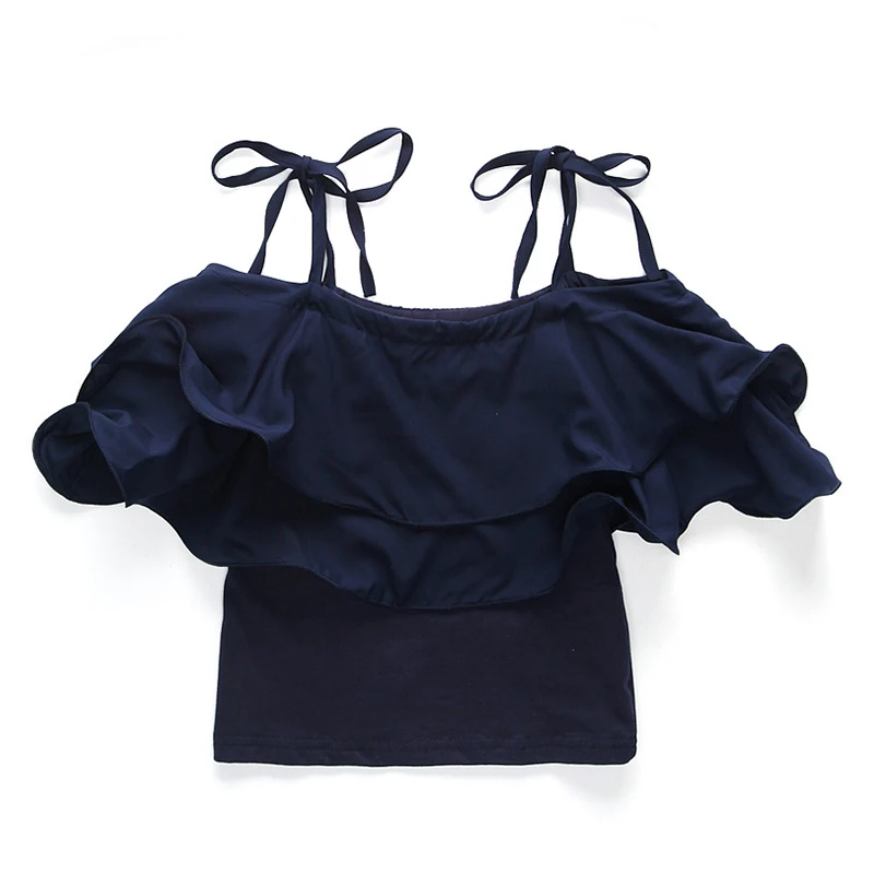 Костюм для девочек, Летние шифоновые топы на бретельках с открытыми плечами в Корейском стиле для крупных детей, штаны с принтом, комплект из 2 предметов для крупных детей