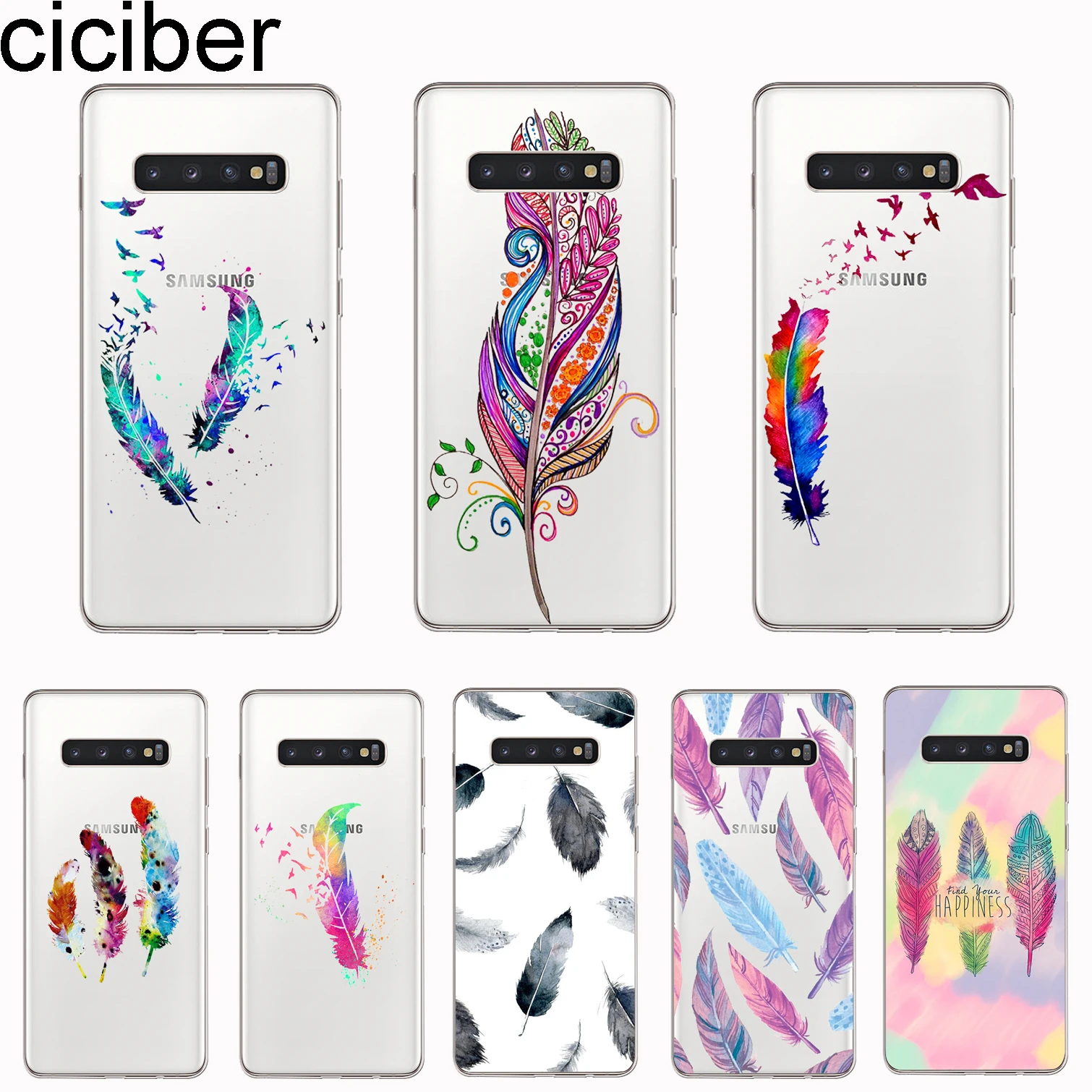 Ciciber для Samsung Galaxy S9 S8 S7 S6 S5 Edge Plus S10 S10e + чехлы телефонов Note 10 9 8 5 4 3 мягкие ТПУ перья |
