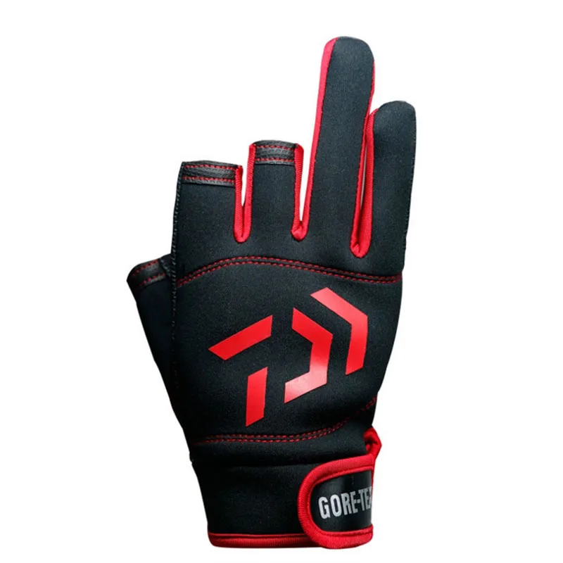 Новые высококачественные противоскользящие рыболовные перчатки с тремя пятью вырезанными пальцами кожаные спортивные противоскользящие рыболовные перчатки - Цвет: Черный