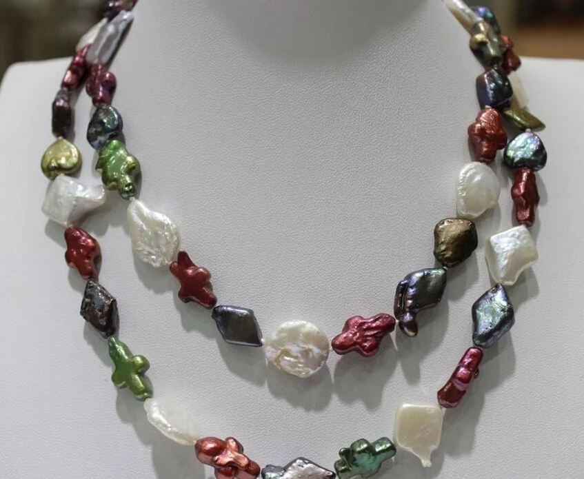 

Miss charm Jew1766 32"multi colors freshwater pearl necklace"Handmade"No Metal Strand/String Beauty AAA