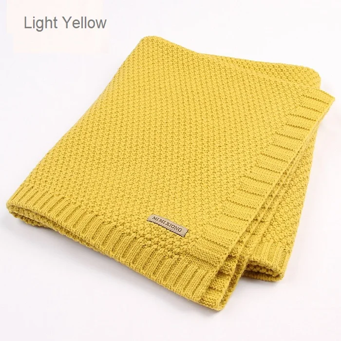 Детское одеяло, вязаное шерстяное одеяло для новорожденных, супер мягкое одеяло для младенцев, пеленание для детей, постельные принадлежности для малышей - Цвет: Light Yellow