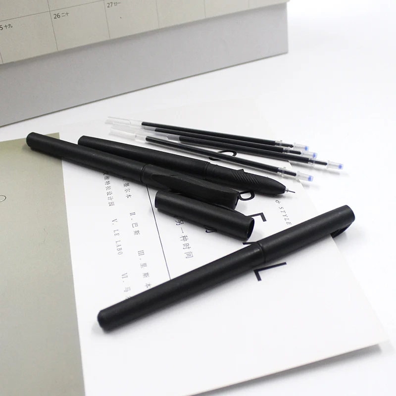 5 палочек+ 3 черный пенал/набор офисная гелевая ручка заправка 0,5 мм черные синие чернила для письма от школьный канцелярский подарок инструменты