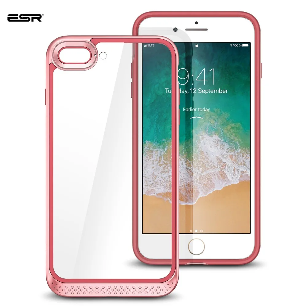 

Case for iPhone 8/8 Plus, ESR Heavy Duty Dual Layer Solid Cover with Bumper Frame Clear Hard Back Cover for iPhone8/7/7 Plus/8P