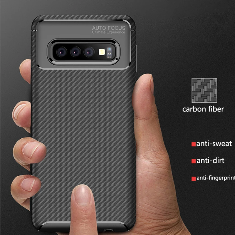 

Carbon Fiber Case for Samsung S10 Plus S10 S9 Plus Note 9 A8 A9 A7 2018 Case Soft TPU Cover for iPhone XS Max XS XR 6 7 8 Plus