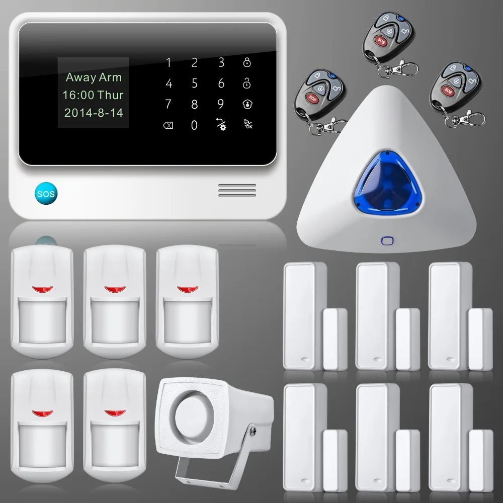 

2016 WiFi GSM Wireless Home Burglar Alarm System wireless keyboard+outdoor flash siren +PIR motion sdetector