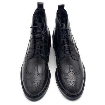 

Genuine Leather women Men fashion Ankle boots borgues carved shoes pointed toe lace-up Oxford Shoes women men size 34-45