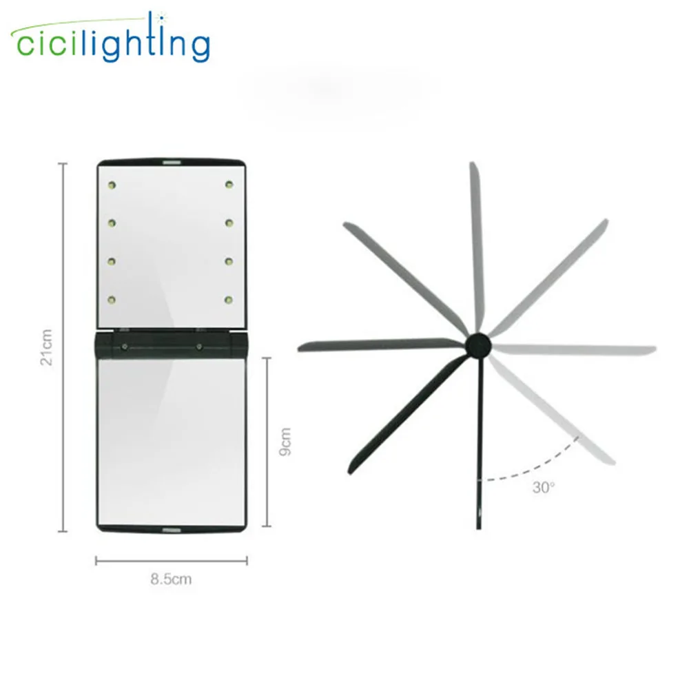 Портативный светодиодный светильник, косметическое зеркало, косметический светильник, компактный косметический карманный зеркальный Косметический Складной СВЕТОДИОДНЫЙ зеркальный светильник