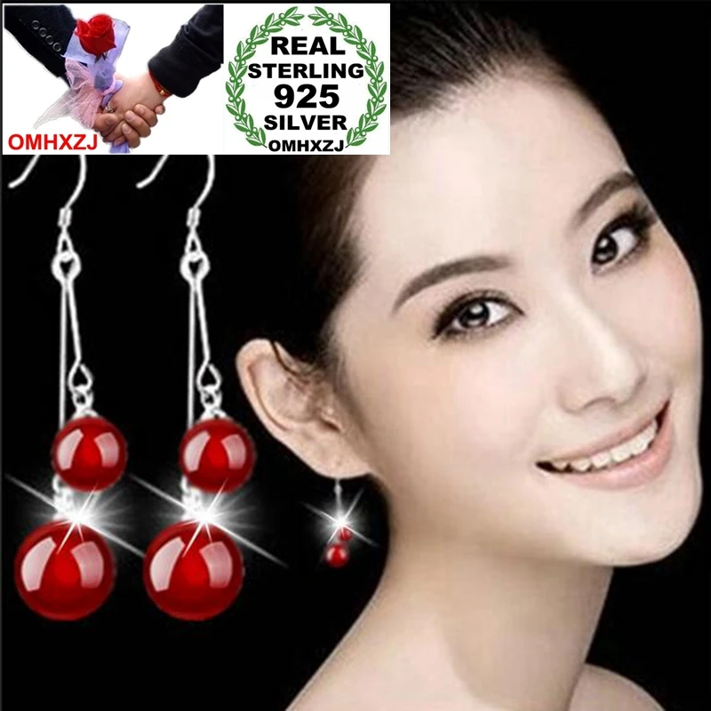 

OMH Wholesale Jewelry fashion kpop star for Woman gifts Long Style Four Beads 925 Sterling Silver drop Earrings YS191