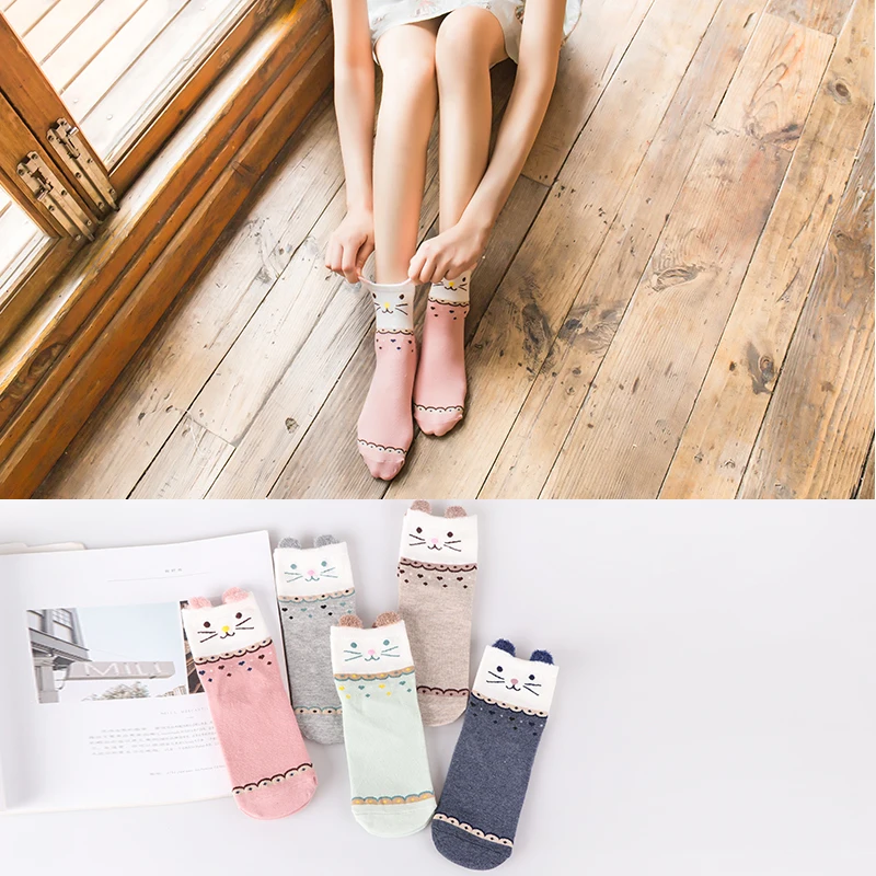 

1 Pair New Fashion Women Socks Cotton Striped Letter Spring Schoolgirl Casual Long Happy Casual Breathable Ladies Socks women