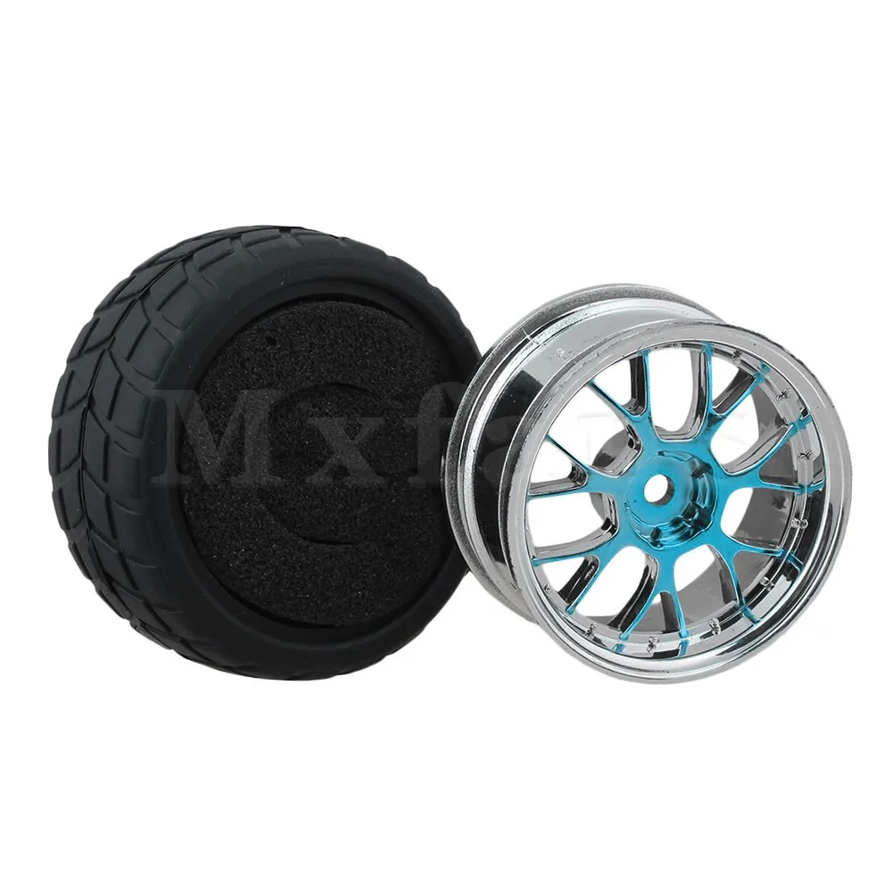 Mxfans 4 шт. RC 1:10 гоночный автомобиль Y форма синий пластик обода колеса сетка