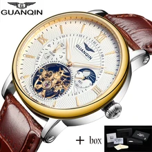 Relogio Masculino GUANQIN Tourbillon Mens Watches Top Brand Luxury Gold Men Watch Automatic Mechanical Leather Wristwatches