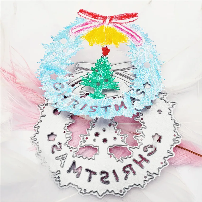 

Christmas Wreath Metal Cutting Dies Stencils For DIY Scrapbooking Paper Card Decorative Craft Dies Embossing Die Cuts New Dies