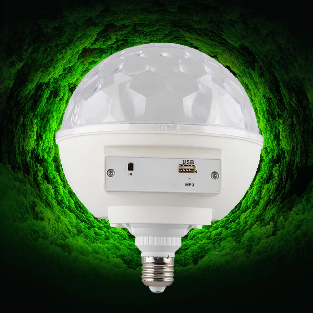 

RGB Rotating Bedroom USB Crystal Magic Ball Stage Light Atmosphere Small Party Disco Bluetooth Led Home DJ Sound Control E27