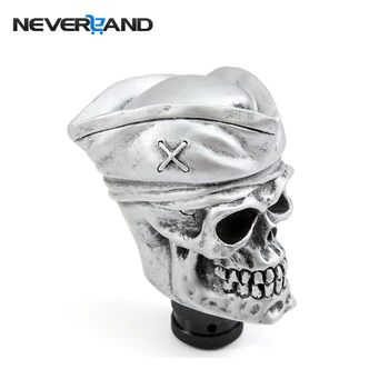 

NEVERLAND Universal Car Manual Gear Shift Knob Shifter Lever Carved Pirates Skull Hat Silver