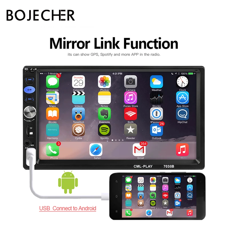Автомагнитола 2 din 7 дюймовый сенсорный экран Android плеер MirrorLink для mp5 плеера