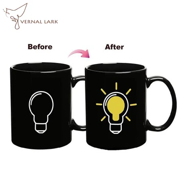 

Novelty Heat Sensitive Coffee Mug Temperature Changing Color Ceramic Milk Mugs Magic Porcelain Cup Bulb Patterns Tea Drinkware