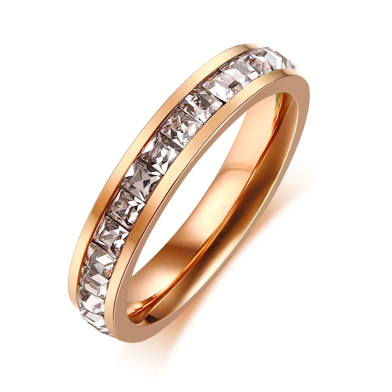 585 розовое золото кольцо для женщин CZ камень белый камень свадебные бренды 4 мм ширина Тонкий Шарм вечерние подарки