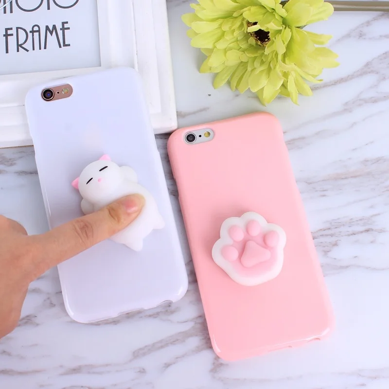 3D Симпатичные мягкими Медведь Печать чехол для телефона для iPhone 5 5S SE 6 6s 7 7 плюс 6 6s плюс 8 плюс Чехол снятие стресса сумки выжать - изображение