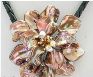 

Wholesale free p&p hot sale>>>>18'' brown shell flower necklace