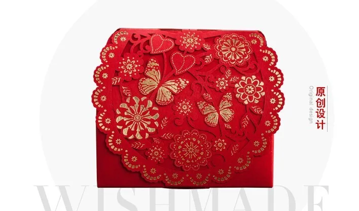 Красная подарочная сумочка с цветочной бабочкой элегантная Роскошная лазерная резка вечерние милые сувениры бумажное украшение для свадьбы коробка конфет для гостей