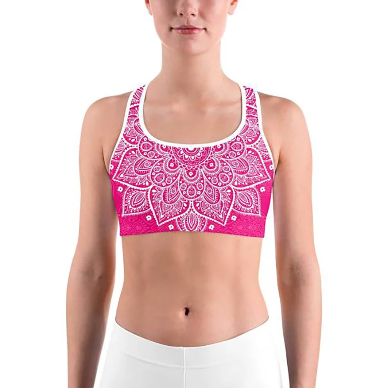 LI-FI Mandala Print Sports Bra High Stretch Breathable Top Fitness Women Padded for Running Yoga Gym Seamless Crop Bra Sport Bra - Цвет: SY2W
