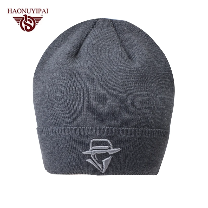 Custom Men’s Skullies Winter Ski Cotton Knitted Hats Male Brand Beanies