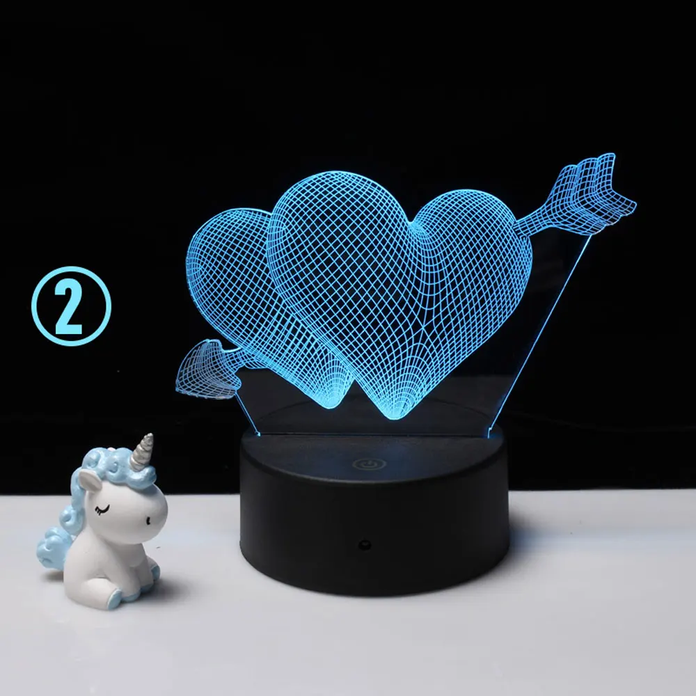  LED 3D Night lamp remote decorate desk light battery dream flower love heart creative Wedding marry