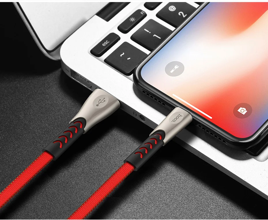 HOCO брендовый прочный нейлоновый usb-кабель для iPhone Xs Max Xr X 8 7 6 6 S, кабель для быстрой зарядки и синхронизации данных из сплава для iPhone