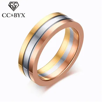 

CC Stainless Steel Rings For Women And Men Fashion Simple Ring Three-Color Lovers' Jewelry Bijouterie Drop Shipping CC1287