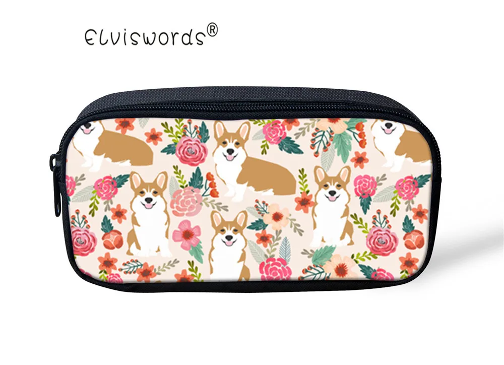

2019 Corgi Kids Girls Pencil Bags Women's Small Makeup Bag Cosmetic Cases Student School Pen Bags Pencil Cases