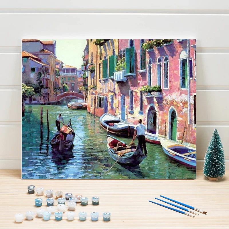 

Paint Painting By Numbers Venice Scenery DIY Wall Pictures For Living Room Home Decoration Acrylic Canvas Coloring Art Draw Kits