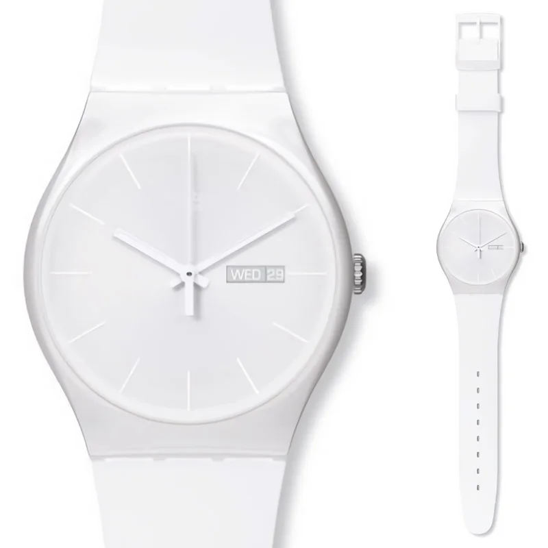 Часы Swatch кварцевые часы оригинальные красочные нейтральные белые женские