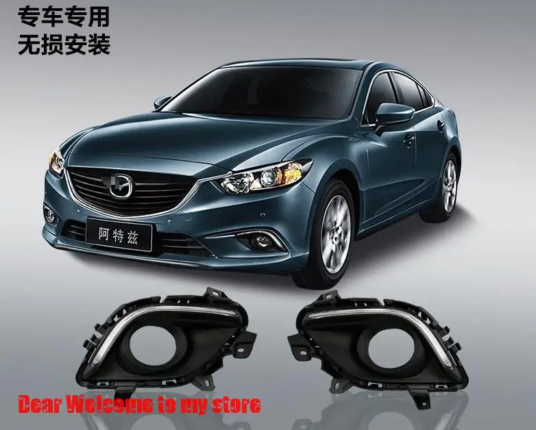 

With Auto Yellow Turning Function!!! Matte Black Cover 12V Car DRL LED Daytime Running Light Daylight For Mazda 6 2013 2014 2015