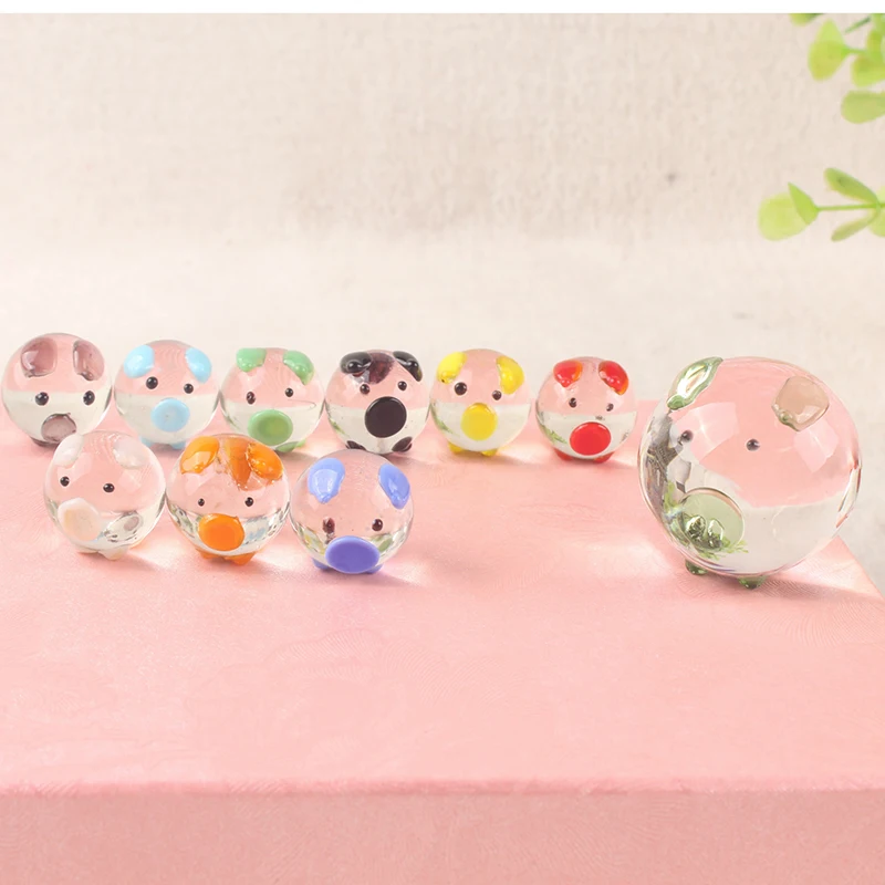 Flone Home Desk Accessories Animal Decoration Supplies Glass Small Pig Japan Style Crystal Crafts Pig Accessories Gift Box (5)