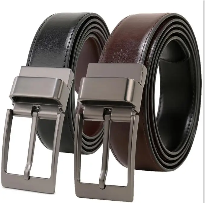 New Fashion Male Reversible Leather Belt Men Business Trouser Belt Genuine Men Leather Belts For Jeans 85cm To 160cm - Цвет: 0315BK kou-BK Coffee